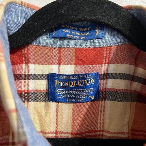 Pendleton Seaside Shirt Short Sleeve Button Down Mens Medium Orange - Picture 2 of 4